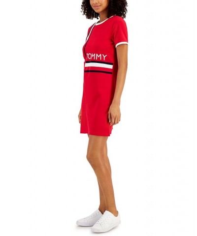 Women's Signature-Stripe Dress Red $33.36 Dresses