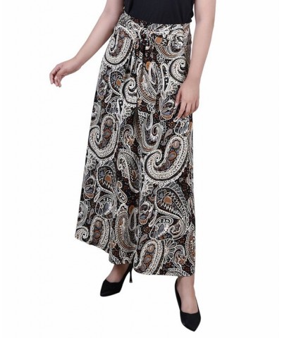 Women's Missy Maxi Skirt with Sash Waist Tie Brown Paisley $17.60 Skirts