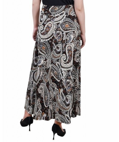 Women's Missy Maxi Skirt with Sash Waist Tie Brown Paisley $17.60 Skirts