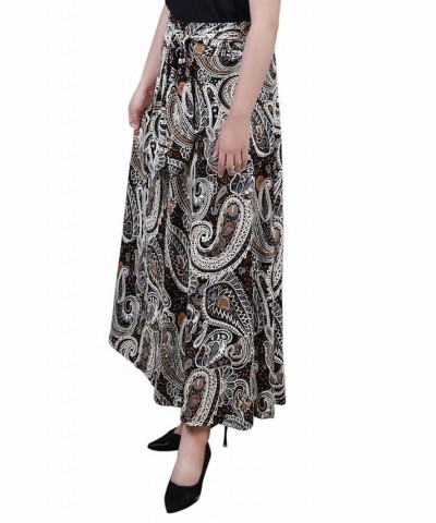 Women's Missy Maxi Skirt with Sash Waist Tie Brown Paisley $17.60 Skirts