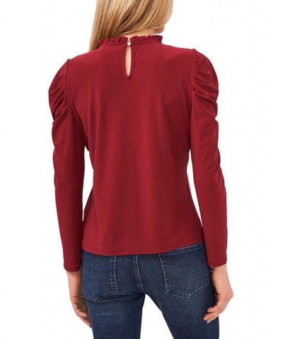 Women's Mock-Neck Long-Sleeve Knit Top Claret Red $33.18 Tops