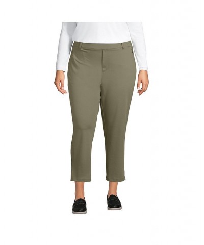 Women's Plus Size Lands' End Flex Mid Rise Pull On Crop Pants Green $43.18 Pants