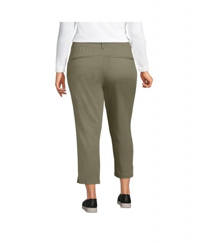 Women's Plus Size Lands' End Flex Mid Rise Pull On Crop Pants Green $43.18 Pants