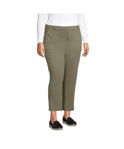 Women's Plus Size Lands' End Flex Mid Rise Pull On Crop Pants Green $43.18 Pants