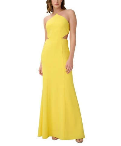 Women's Side-Cutout Halter Gown Lemon $98.90 Dresses
