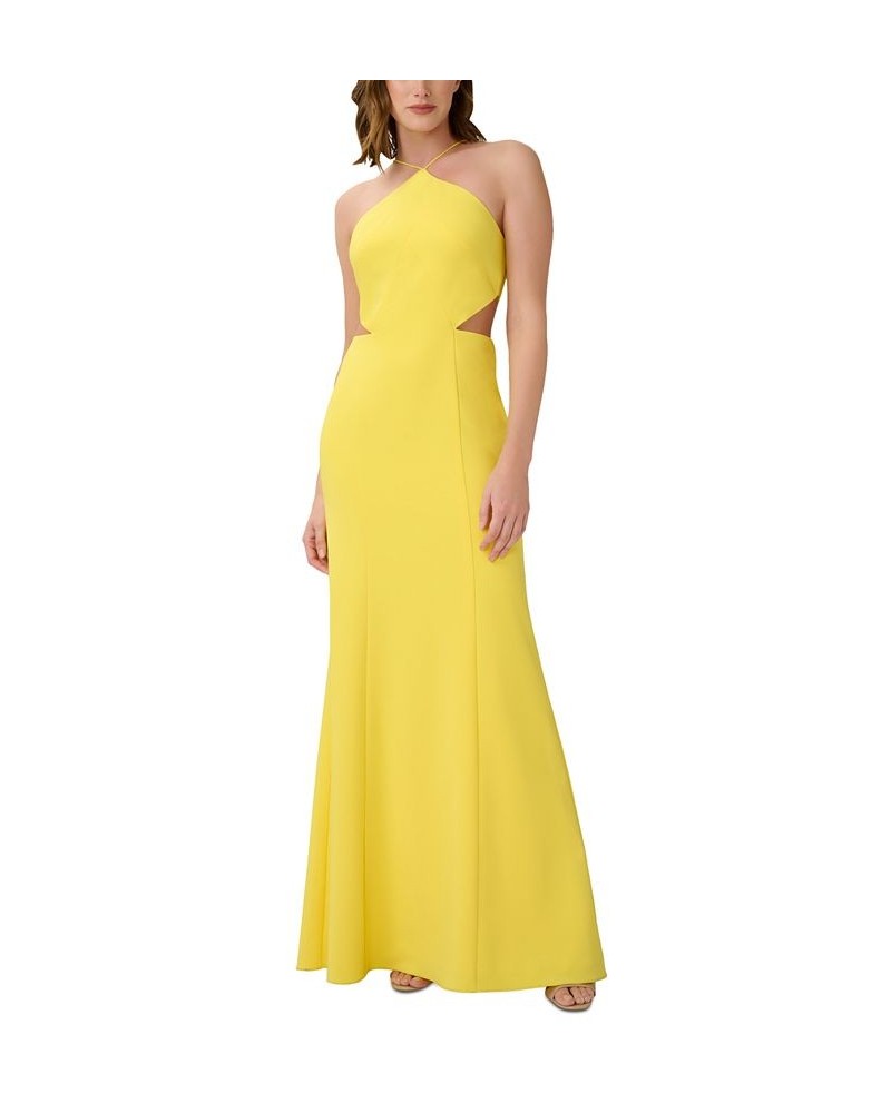 Women's Side-Cutout Halter Gown Lemon $98.90 Dresses