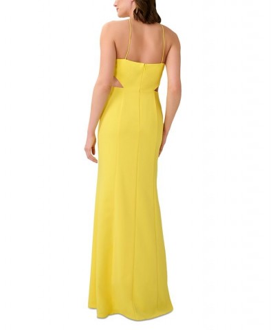 Women's Side-Cutout Halter Gown Lemon $98.90 Dresses