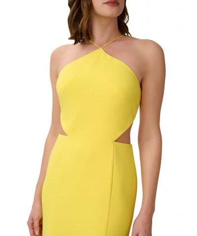 Women's Side-Cutout Halter Gown Lemon $98.90 Dresses