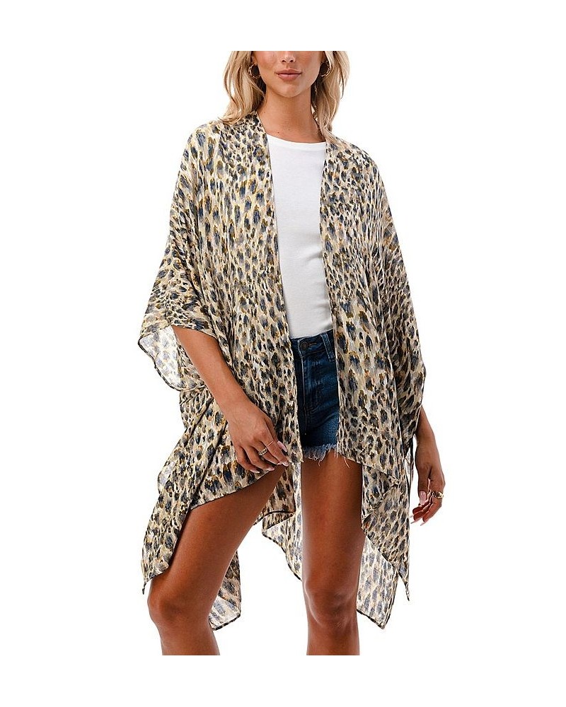 Women's Ombre Abstract Print Kimono Wrap Ivory $34.17 Tops