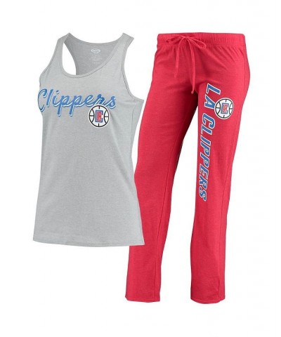 Women's LA Clippers Anchor Tank Top and Pants Sleep Set Heathered Gray, Heathered Red $23.92 Pajama