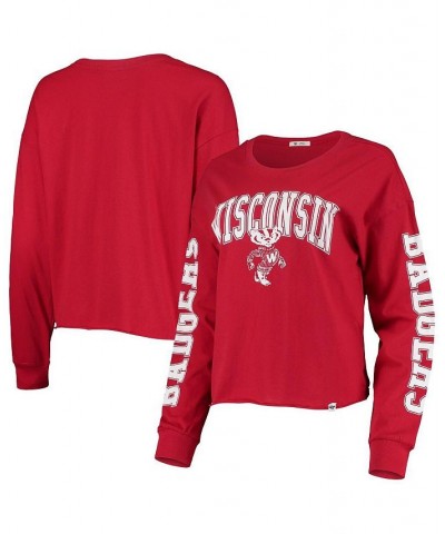 Women's '47 Red Wisconsin Badgers Parkway Cropped Bell Long Sleeve T-shirt Red $23.10 Tops