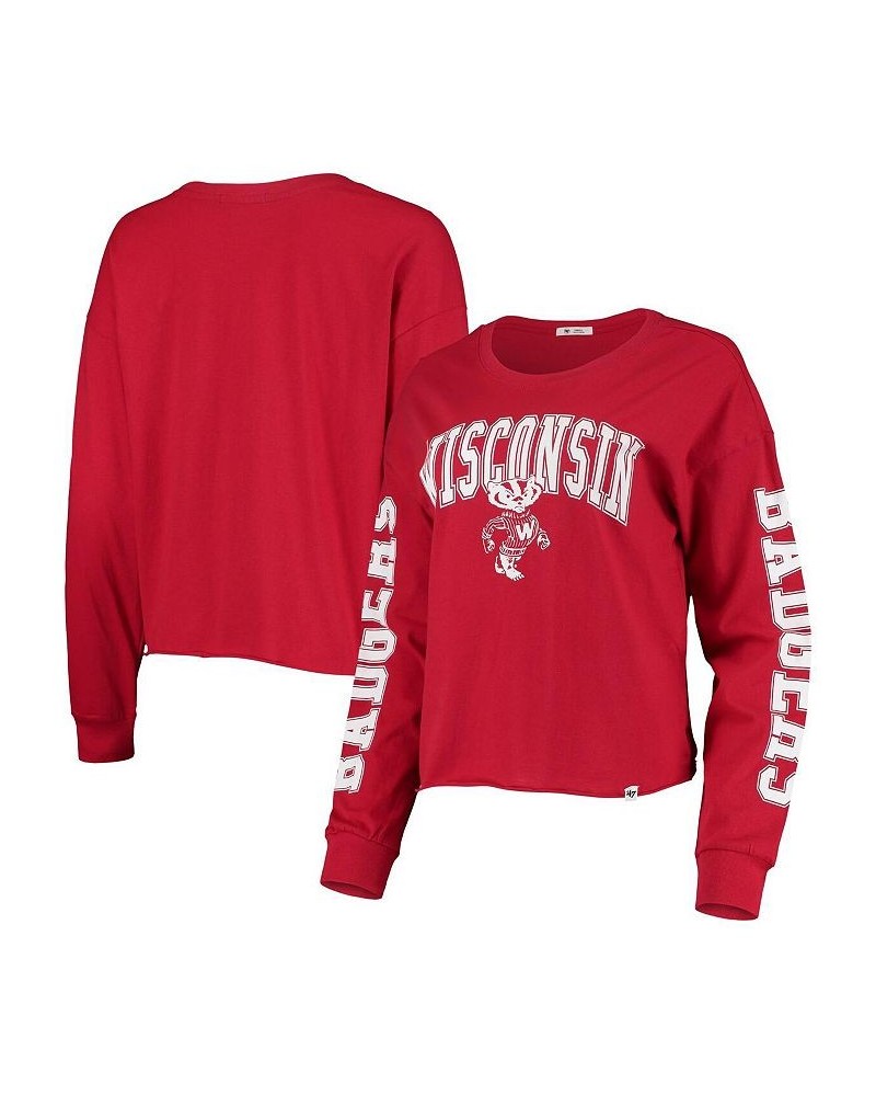 Women's '47 Red Wisconsin Badgers Parkway Cropped Bell Long Sleeve T-shirt Red $23.10 Tops