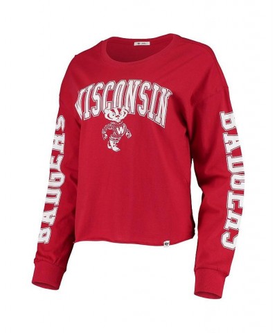 Women's '47 Red Wisconsin Badgers Parkway Cropped Bell Long Sleeve T-shirt Red $23.10 Tops