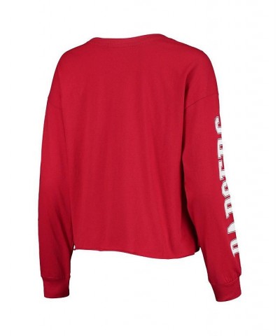 Women's '47 Red Wisconsin Badgers Parkway Cropped Bell Long Sleeve T-shirt Red $23.10 Tops