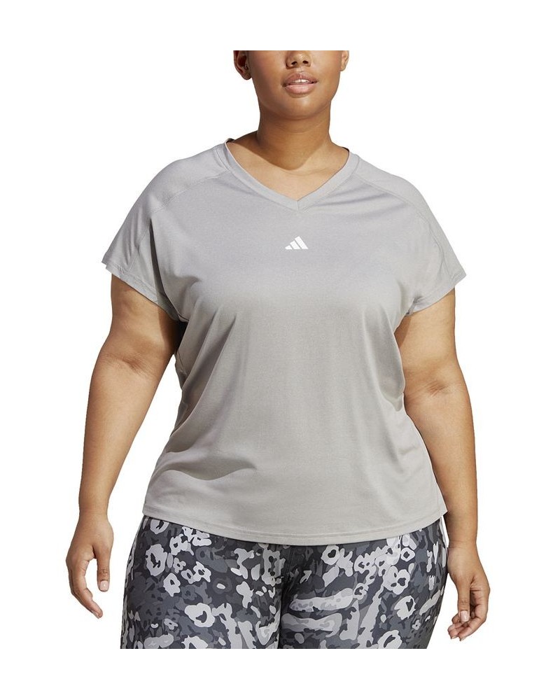 Plus Size Train Essentials V-Neck Short-Sleeve Tee Gray $14.10 Tops