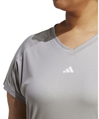 Plus Size Train Essentials V-Neck Short-Sleeve Tee Gray $14.10 Tops