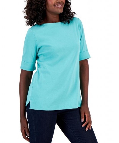 Petite Cotton Elbow-Sleeve T-Shirt Mint Condition $10.08 Tops