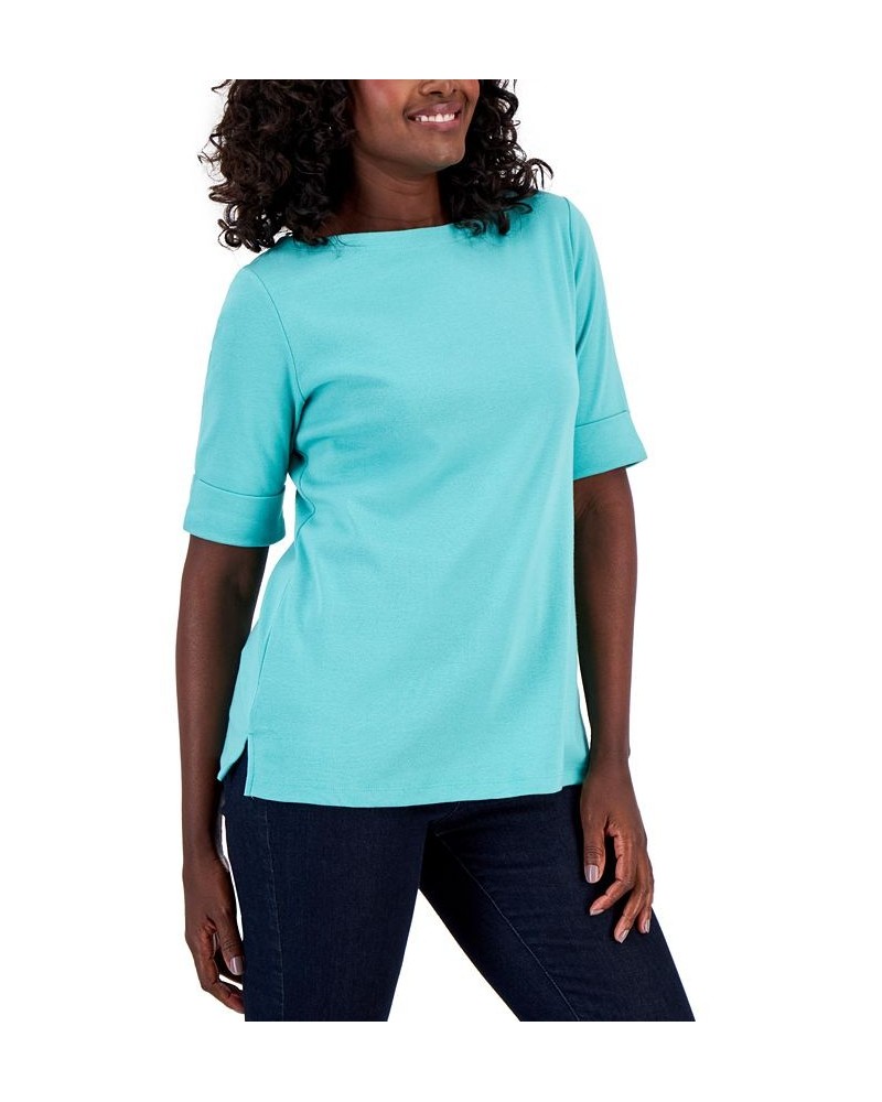 Petite Cotton Elbow-Sleeve T-Shirt Mint Condition $10.08 Tops