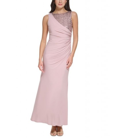 Petite Sequined Ruched Gown Dusty Mauve $69.96 Dresses