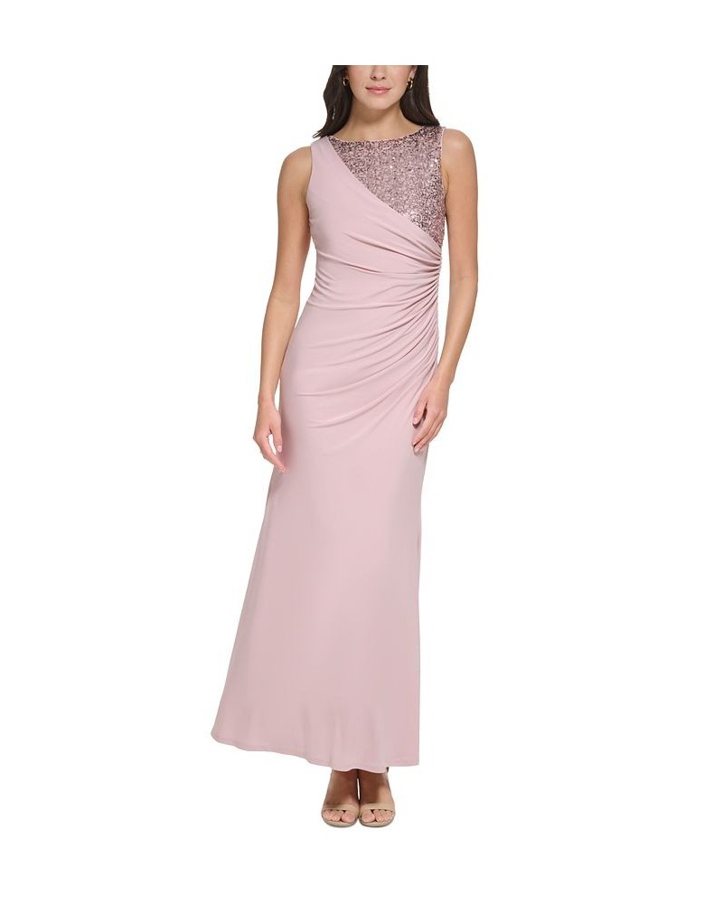 Petite Sequined Ruched Gown Dusty Mauve $69.96 Dresses