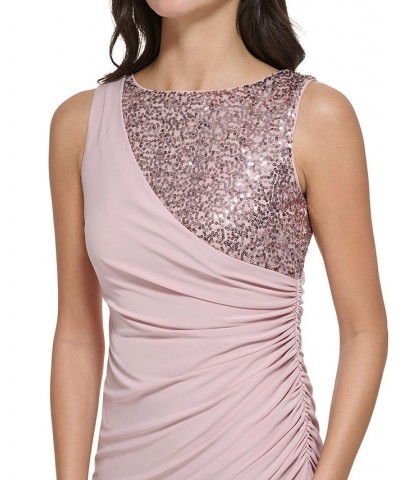 Petite Sequined Ruched Gown Dusty Mauve $69.96 Dresses