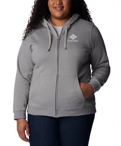 Plus Size Trek Graphic Full-Zipper Hoodie Gray $24.60 Sweatshirts