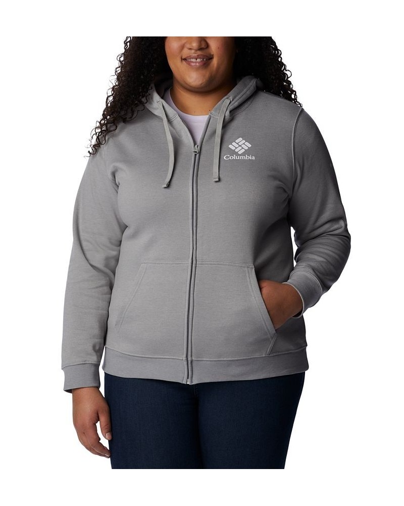 Plus Size Trek Graphic Full-Zipper Hoodie Gray $24.60 Sweatshirts