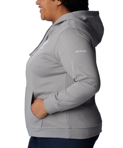 Plus Size Trek Graphic Full-Zipper Hoodie Gray $24.60 Sweatshirts