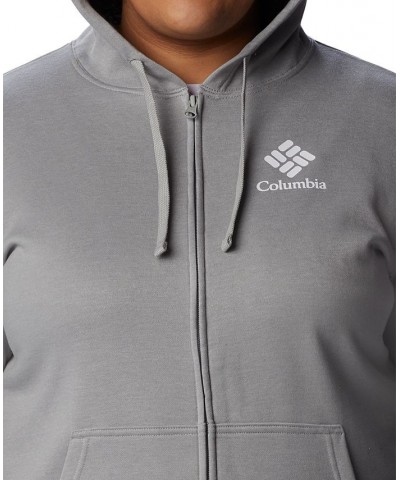 Plus Size Trek Graphic Full-Zipper Hoodie Gray $24.60 Sweatshirts