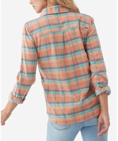 Juniors' Cotton Nash Flannel Shirt Peach $17.63 Tops