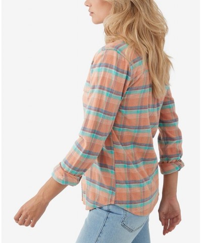 Juniors' Cotton Nash Flannel Shirt Peach $17.63 Tops