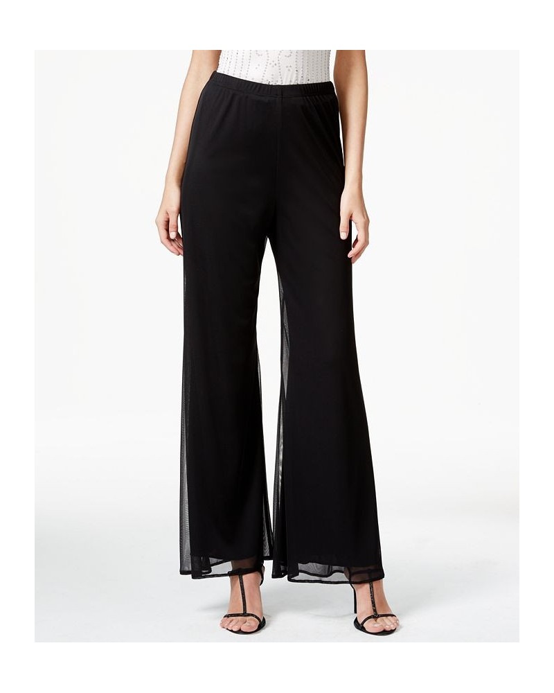 Mesh Wide-Leg Dress Pants Regular & Petite Sizes Black $33.04 Pants