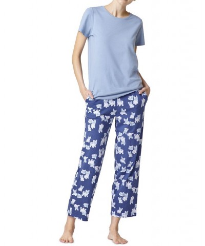 Women's Sleepwell Pajama skimmer set with Temperature Regulating Technology Blue $24.19 Sleepwear