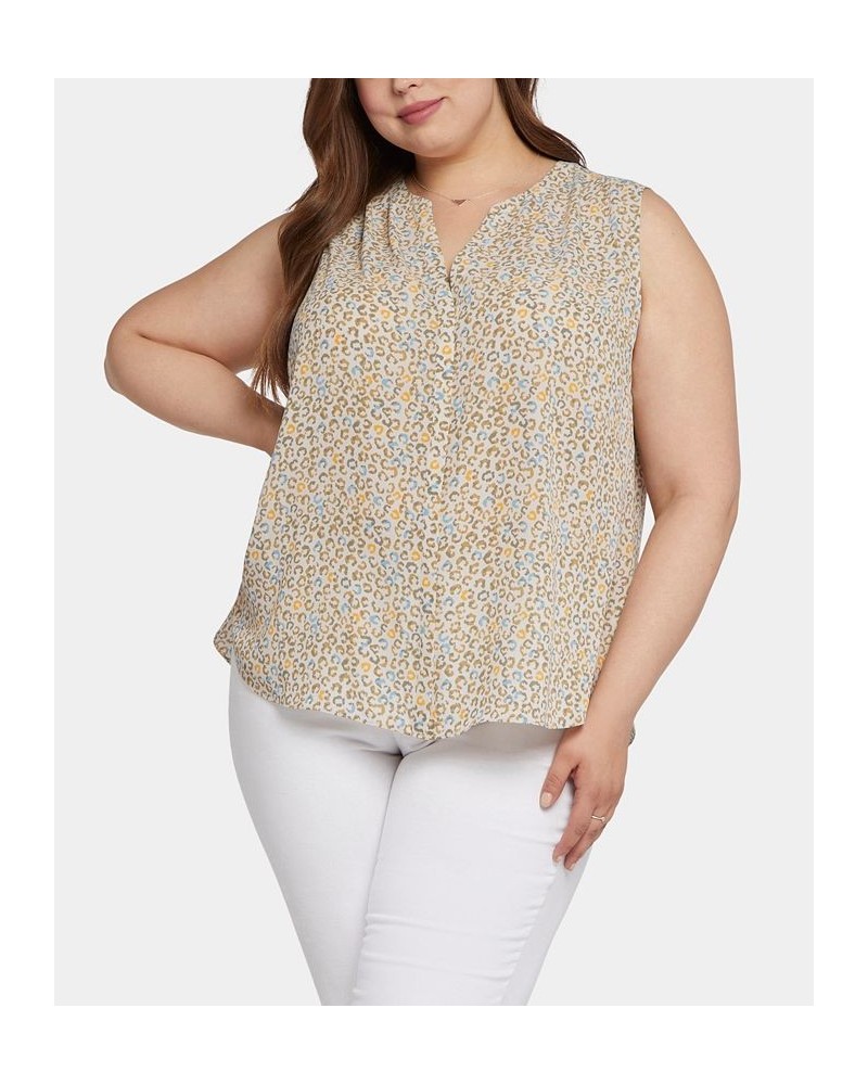 Plus Size Sleeveless Pintuck Blouse Sand Cat $25.15 Tops