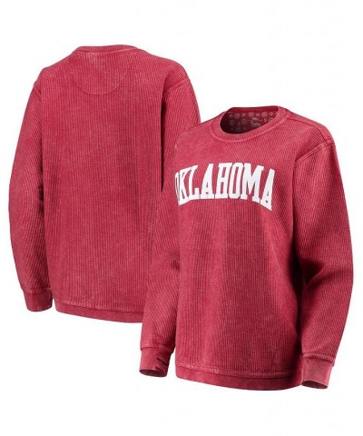Women's Crimson Oklahoma Sooners Comfy Cord Vintage-Like Wash Basic Arch Pullover Sweatshirt Crimson $32.80 Sweatshirts