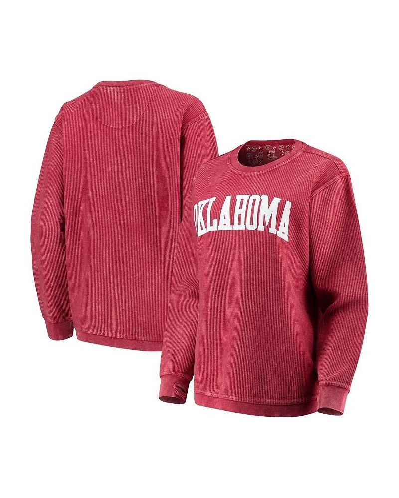 Women's Crimson Oklahoma Sooners Comfy Cord Vintage-Like Wash Basic Arch Pullover Sweatshirt Crimson $32.80 Sweatshirts