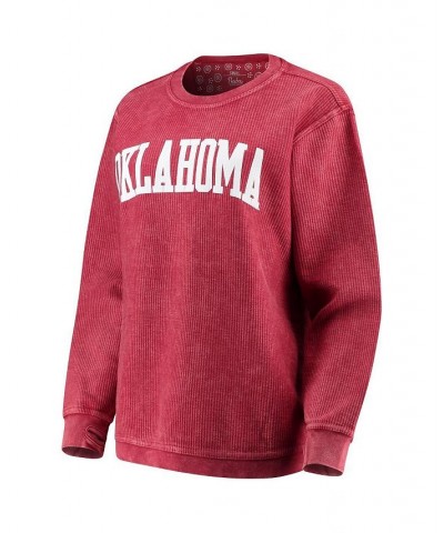 Women's Crimson Oklahoma Sooners Comfy Cord Vintage-Like Wash Basic Arch Pullover Sweatshirt Crimson $32.80 Sweatshirts