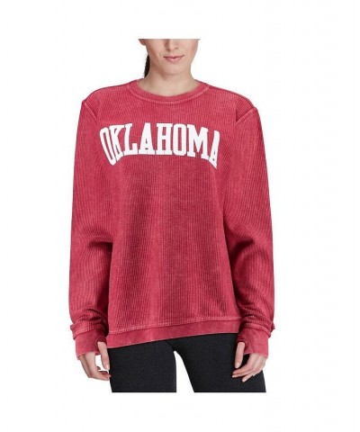 Women's Crimson Oklahoma Sooners Comfy Cord Vintage-Like Wash Basic Arch Pullover Sweatshirt Crimson $32.80 Sweatshirts