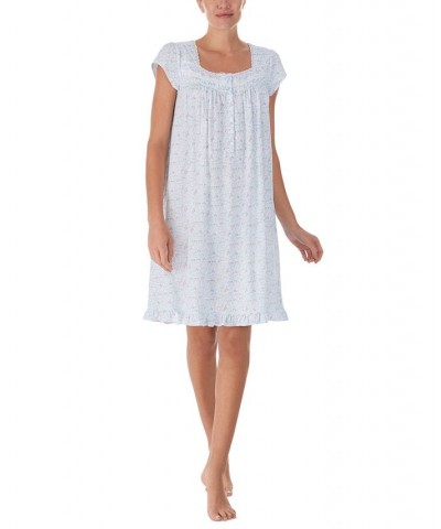 Short 38" Cotton Jersey Nightgown White Ditsy $34.78 Sleepwear