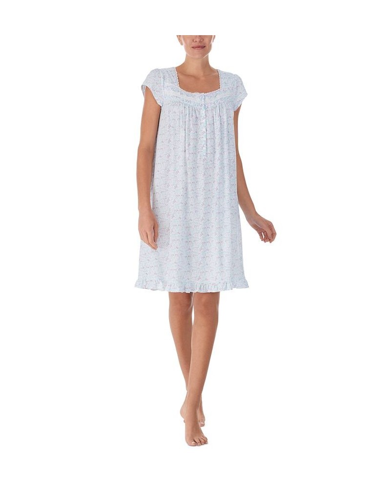 Short 38" Cotton Jersey Nightgown White Ditsy $34.78 Sleepwear