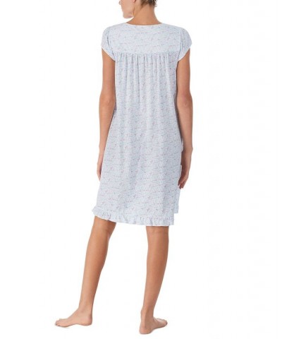 Short 38" Cotton Jersey Nightgown White Ditsy $34.78 Sleepwear