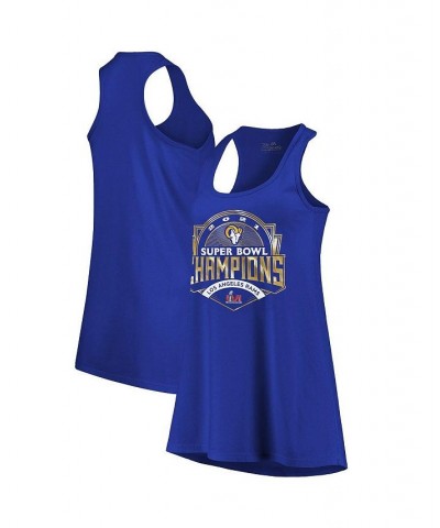 Women's Threads Royal Los Angeles Rams Super Bowl LVI Champions Luxe Racerback Tank Top Royal $31.89 Tops