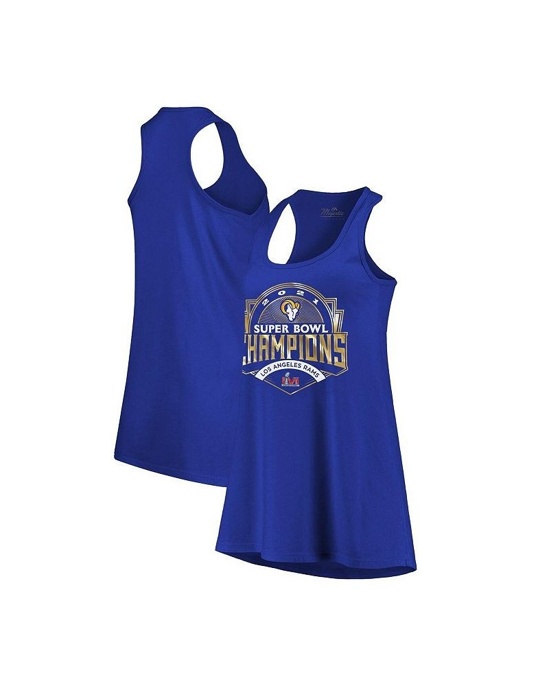 Women's Threads Royal Los Angeles Rams Super Bowl LVI Champions Luxe Racerback Tank Top Royal $31.89 Tops