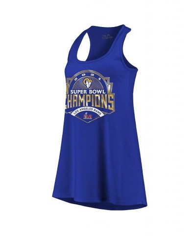 Women's Threads Royal Los Angeles Rams Super Bowl LVI Champions Luxe Racerback Tank Top Royal $31.89 Tops