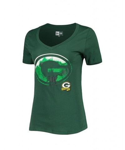 Women's Green Green Bay Packers Ink Dye Sideline V-Neck T-Shirt Green $18.50 Tops