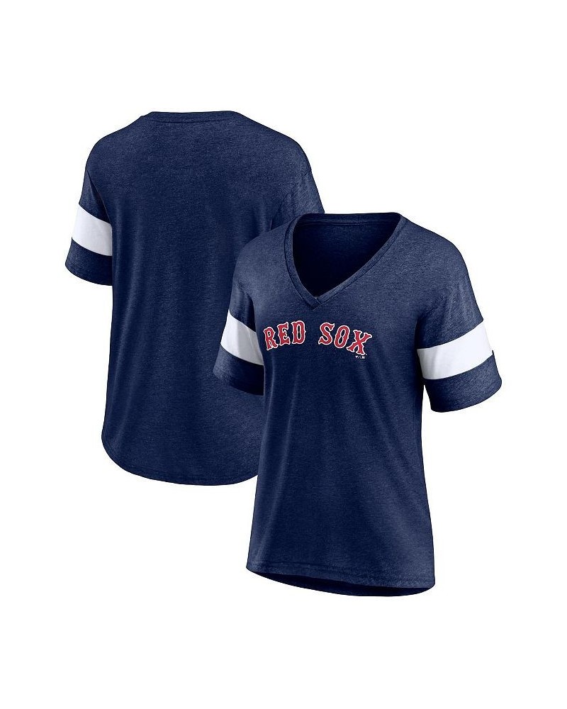 Women's Branded Heathered Navy Boston Red Sox Wordmark V-Neck Tri-Blend T-shirt Heathered Navy $24.95 Tops