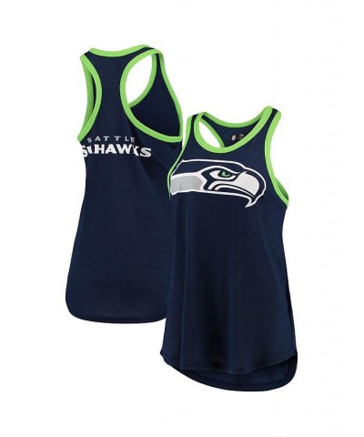 Women's College Navy Seattle Seahawks Tater Tank Top Navy $17.84 Tops