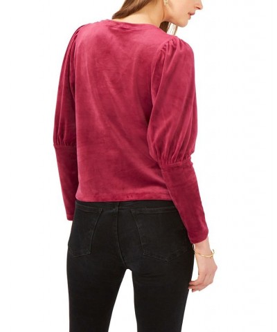 Women's Long Sleeve V-Neck Top Red $34.76 Tops