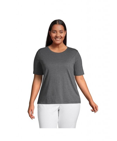 Women's Plus Size Relaxed Supima Cotton Short Sleeve Crewneck T-Shirt Charcoal heather $18.88 Tops