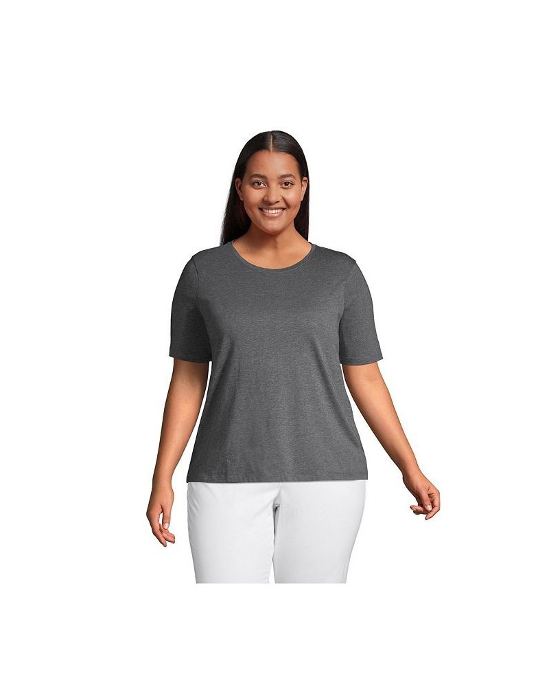 Women's Plus Size Relaxed Supima Cotton Short Sleeve Crewneck T-Shirt Charcoal heather $18.88 Tops